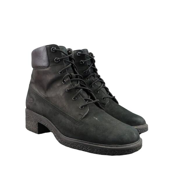 Timberland Shoes Womens 8.5 Boots Fashion Block Heel Lace Up Leather Waterproof - Picture 1 of 15